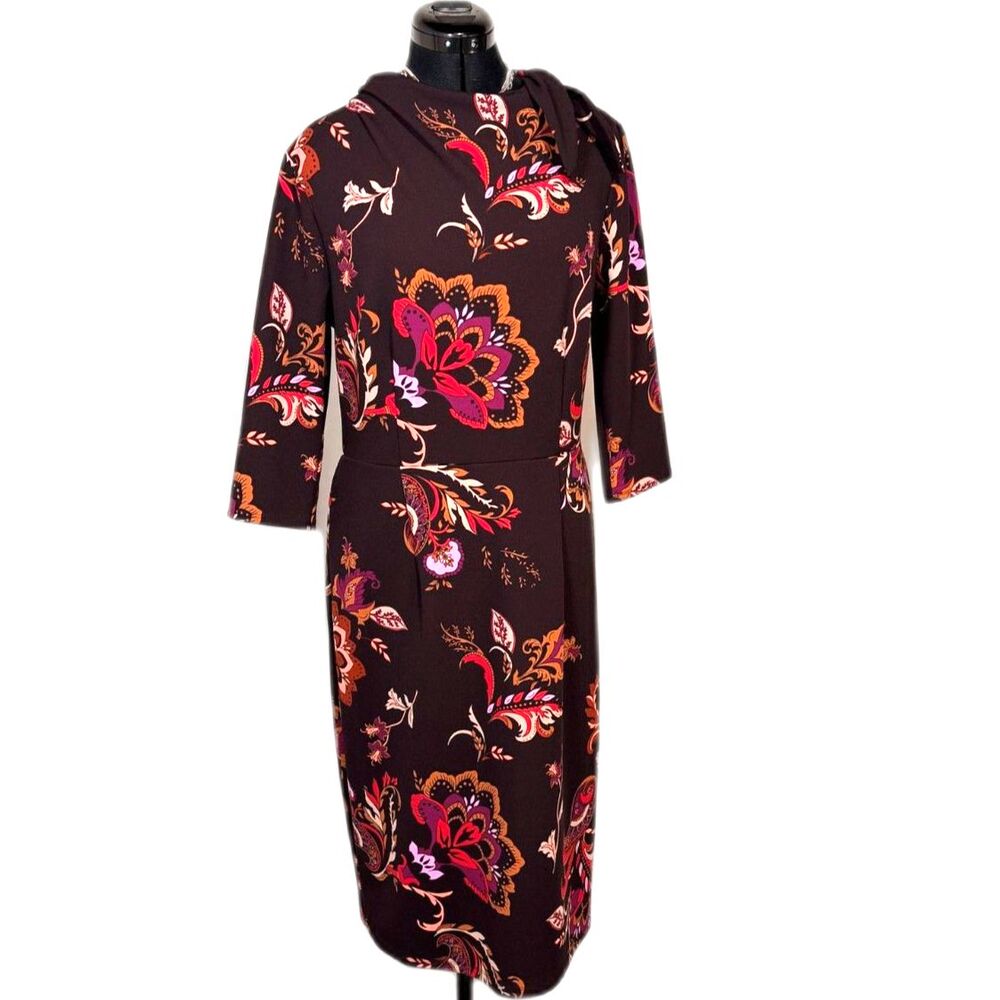 Dream Dance Burgundy Paisley Floral Print Midi Dress